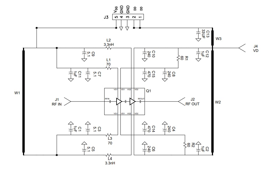Schematic - MACOM CMPA5259050S-AMP1 Test Board